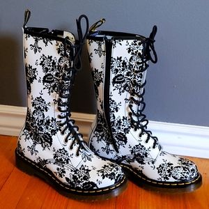 NOFB White with Velvet Black Floral Doc Martens size 6